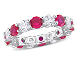 4.96 Carat (ctw) Lab-Created Ruby and White Sapphire Eternity Band Ring in Sterling Silver